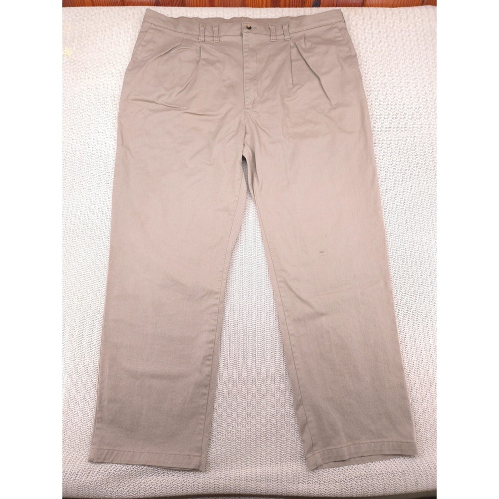 Wrangler Chino Pants 44x32 Beige Khakis Straight Flat Front Regular Fit